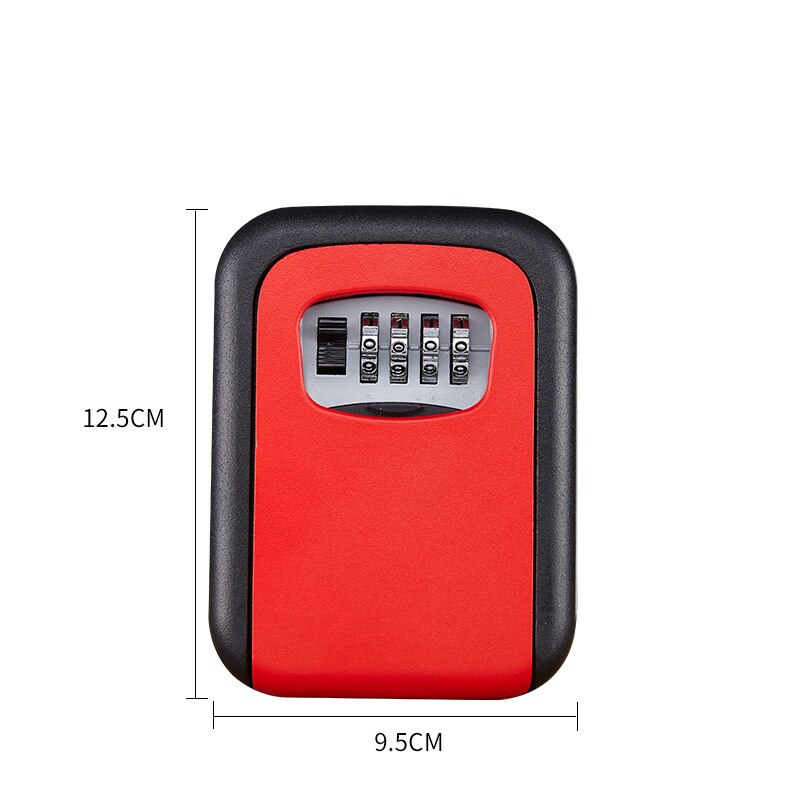 Metal Key Safe Storage Box with 4-Digit Password Lock Home Garage Apartment Spare Keys Hidden Secret Organizer Box: Red-Black