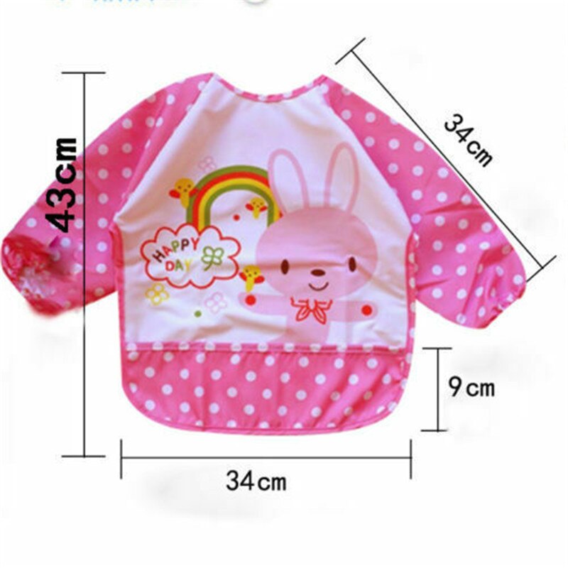 0-3Y Toddler Silicone Bibs Feeding Baby Crumb Catcher Wipeable Waterproof Pocket Long Sleeve Bib Cartoon Paint Play Apron