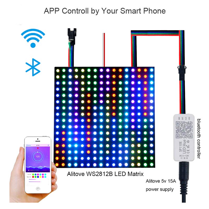 SP110E MIniBluetooth Controller For WS2812B WS2811Addressable Smart Led Strip LampPhone APP Control RGB Pixel Light Controller