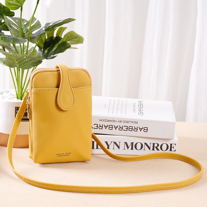 Multifunctionele damesportemonnee telefoonhoesje all-match draagbare portemonnee voor kleingeld multifunctionele portemonnee: Geel  yc86