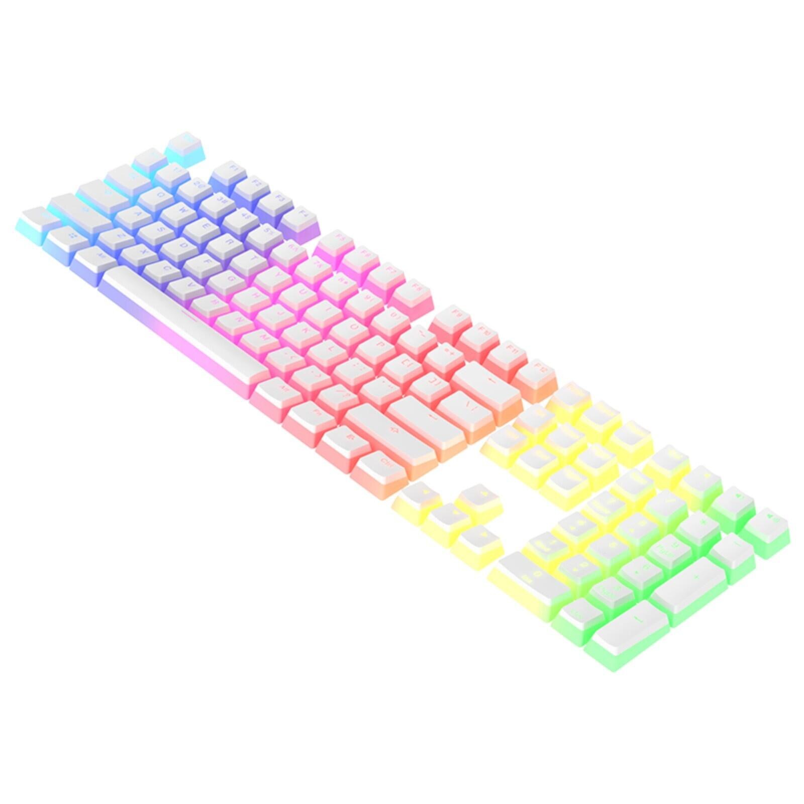 RGB Double Leather Milk Pudding Keycap With Keycap Translucent Pbt Frosted Personality Mechanical Keyboard Keycap: white