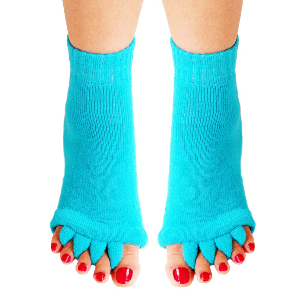 Men Women Pain Relief Middle Tube Improves Circulation Toe Separator Socks Foot Alignment Warm Winter Massage Yoga Cotton Blend: Blue