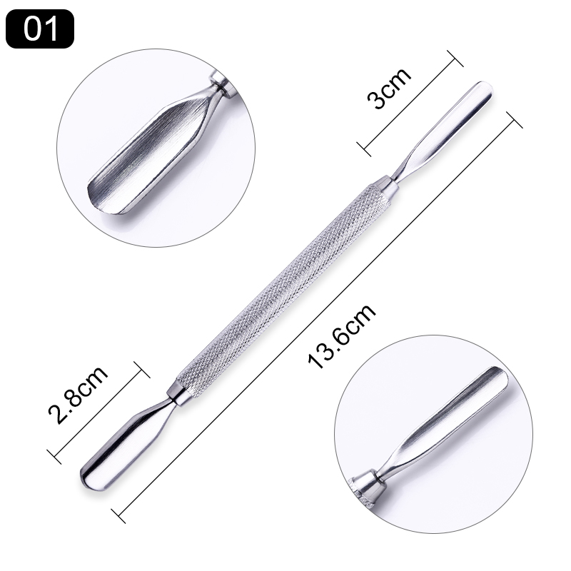 Nail Cuticle Pusher Tweezer Cutter Nipper Clipper Dead Skin Remover Predicure Nail Art Tool Dual-ended Anti-slip Handle: Pattern 19