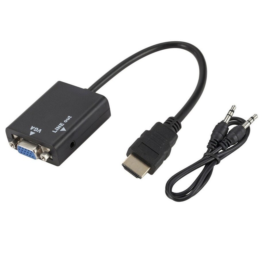 Grwibeou HDMI-kompatybilny z kabel adaptera VGA cyfrowego na analogowy wideo 1080P HDMI do VGA konwerter do projektora HDTV PC Laptop: Default Title