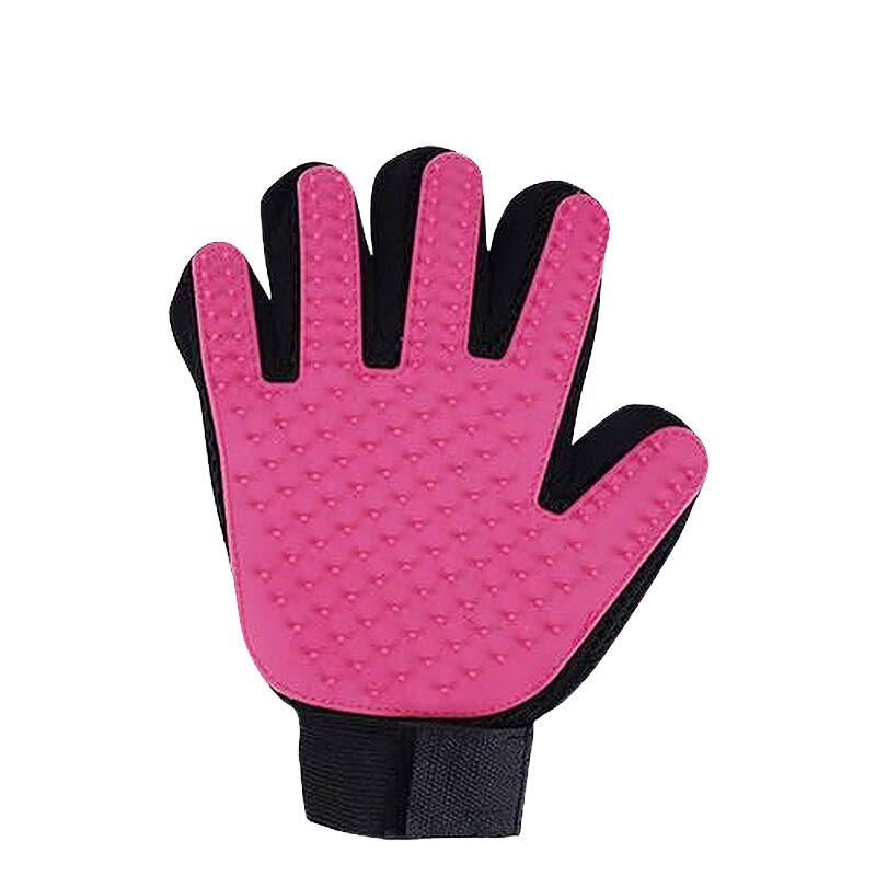 Guante de caucho para mascotas, guante de aseo para gatos, guantes para Cepillar el pelo del gato, peine para perros para gatos, cepillo para quitar el pelo, masaje limpio: Pink Right glove