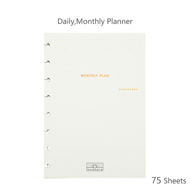 A5 Loose Leaf Notebook Paper Refill Mushroom Hole Notepad Inner Paper Core/Refilling Inner Paper Planner Inner Page Inside Paper: Planner