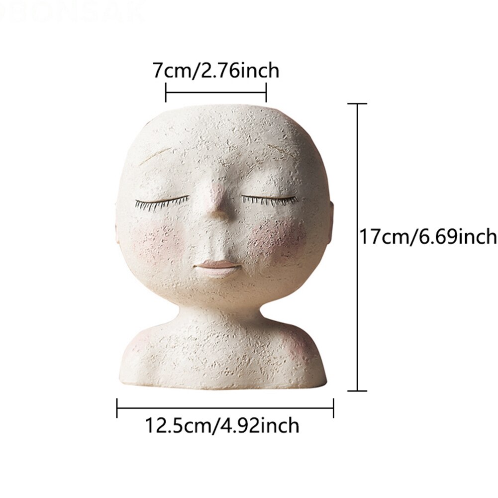 Tegneserie bordplader vaser hoved statue saftig plante harpiks blomsterkrukke vase ornament skrivebord hjemmeindretning have plante krukken kan