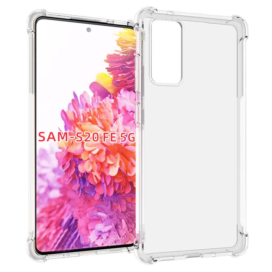Transparente para Samsung Galaxy S20 FE caso + vidrio templado TPU Gel suave caja de piel S20 edición Galaxy S20 Lite funda