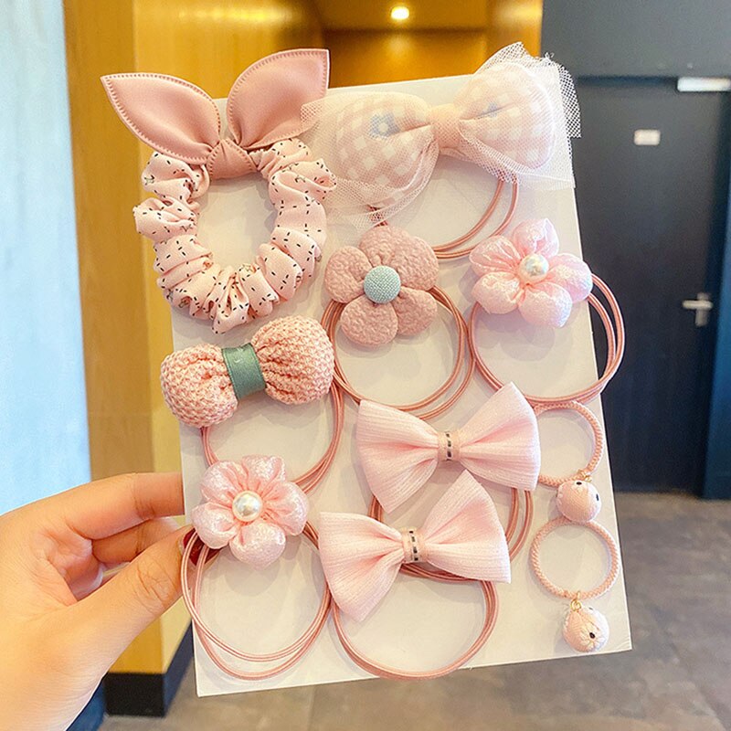 10 Stks/set Kinderen Boog Haarbanden Bloem Plaid Kids Elastische Elastiekjes Scrunchies Hoofddeksels Voor Meisjes Baby Haar Accessoires: 4