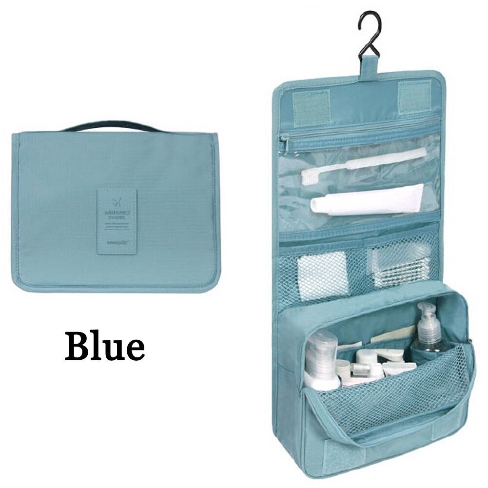 Delle Donne degli uomini Borse Da Viaggio Portatile Cosmetico Di Immagazzinaggio Fare su Borsa Pieghevole sospeso Articoli Da Toilette di Lavaggio dell'organizzatore Del Sacchetto di Custodie: Blu