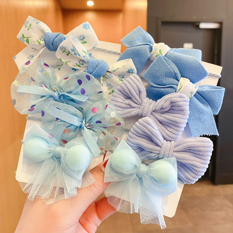 Diademas elásticas con flores y lazo grande para niña, lazos para el cabello, diademas de , accesorios para el cabello, banda de goma para niño, 10 unidades por juego: Gris oscuro