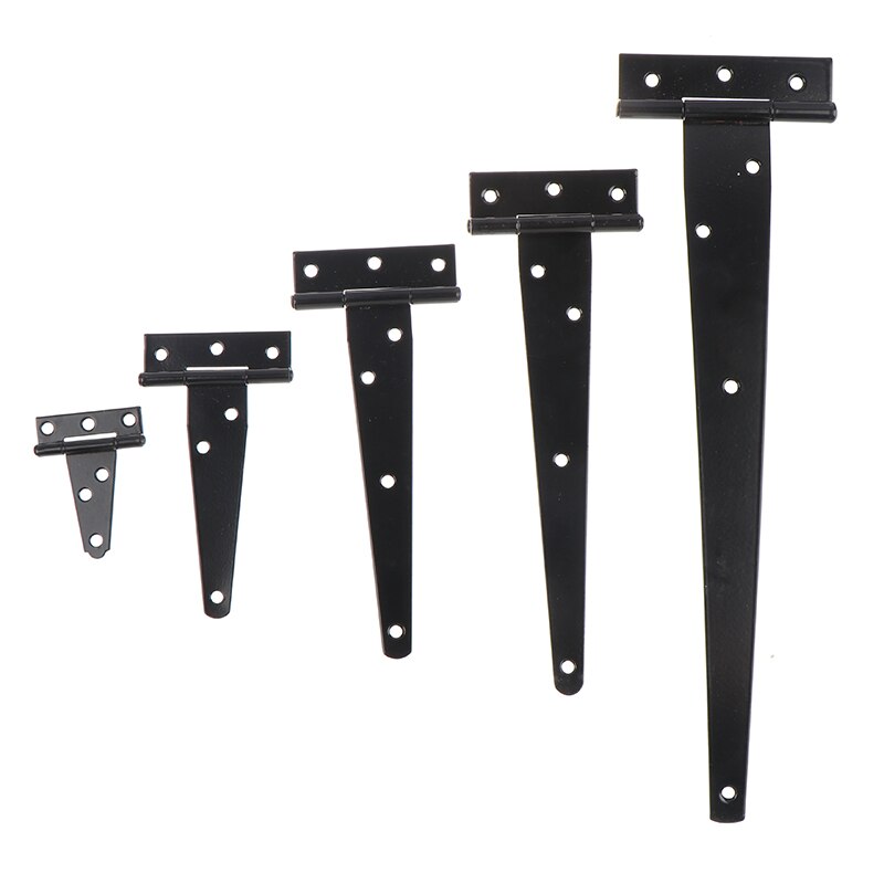 1Pcs Ijzer Tee Scharnier Zwart T Scharnieren Kast Scharnier Tuin Schuur 2-12Inch Houten Deur Poort Voor licht Gates Deuren Meubels Hardware