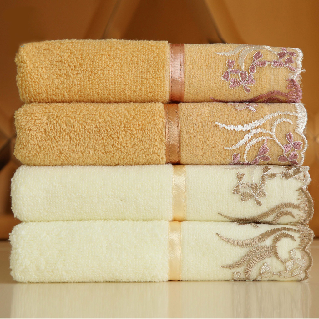 Hurtigtørrende bomuldsabsorberende badehåndklæde klassisk blondebroderi ansigtshåndklæde blød vaskeklud