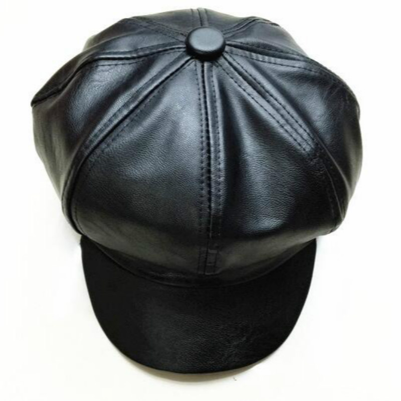 Joka suihkussa musta sanomalehtipoika lippis naisille yksivärinen pu litteä lippis tekonahka snapback kahdeksankulmaiset hatut tyhjä maalari lippis luu: Default Title