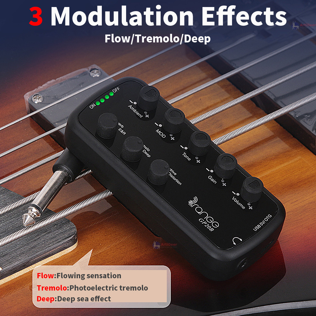 Electric Guitar Pedals Headphone Amp Mini Multi-Effects Effector Delay Reverb Overdrive Bass Amplifier Distortion Pedalboard