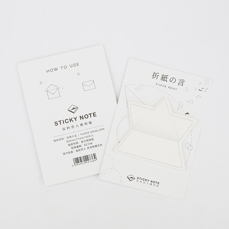 40 stks/partij Papier vouwen sticky note Japanse Origami envelop crane memo pad Decoratieve sticker Kantoor schoolbenodigdheden FM747