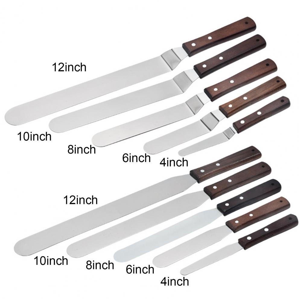 1pc Kuchen Spachtel Backen Schaber Holzgriff Edelstahl Palette Messer Schaber Kuchen Dekorieren Werkzeug Backformen Backen Werkzeug