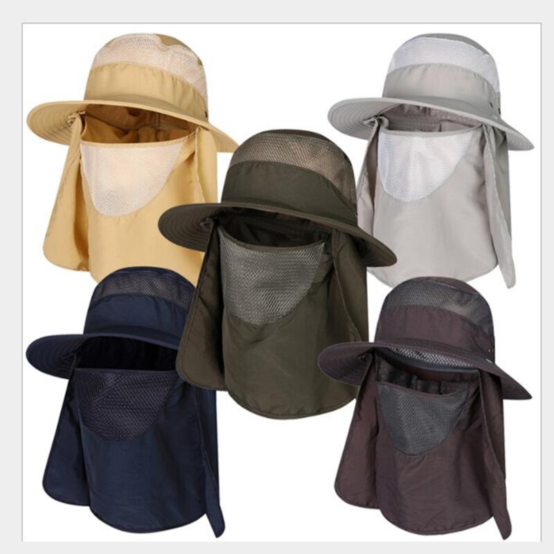 Summer Quick dryng Sun protection fisherman cap withFace Neck protection outdoor fishing bike removable Three-use men Visor hat