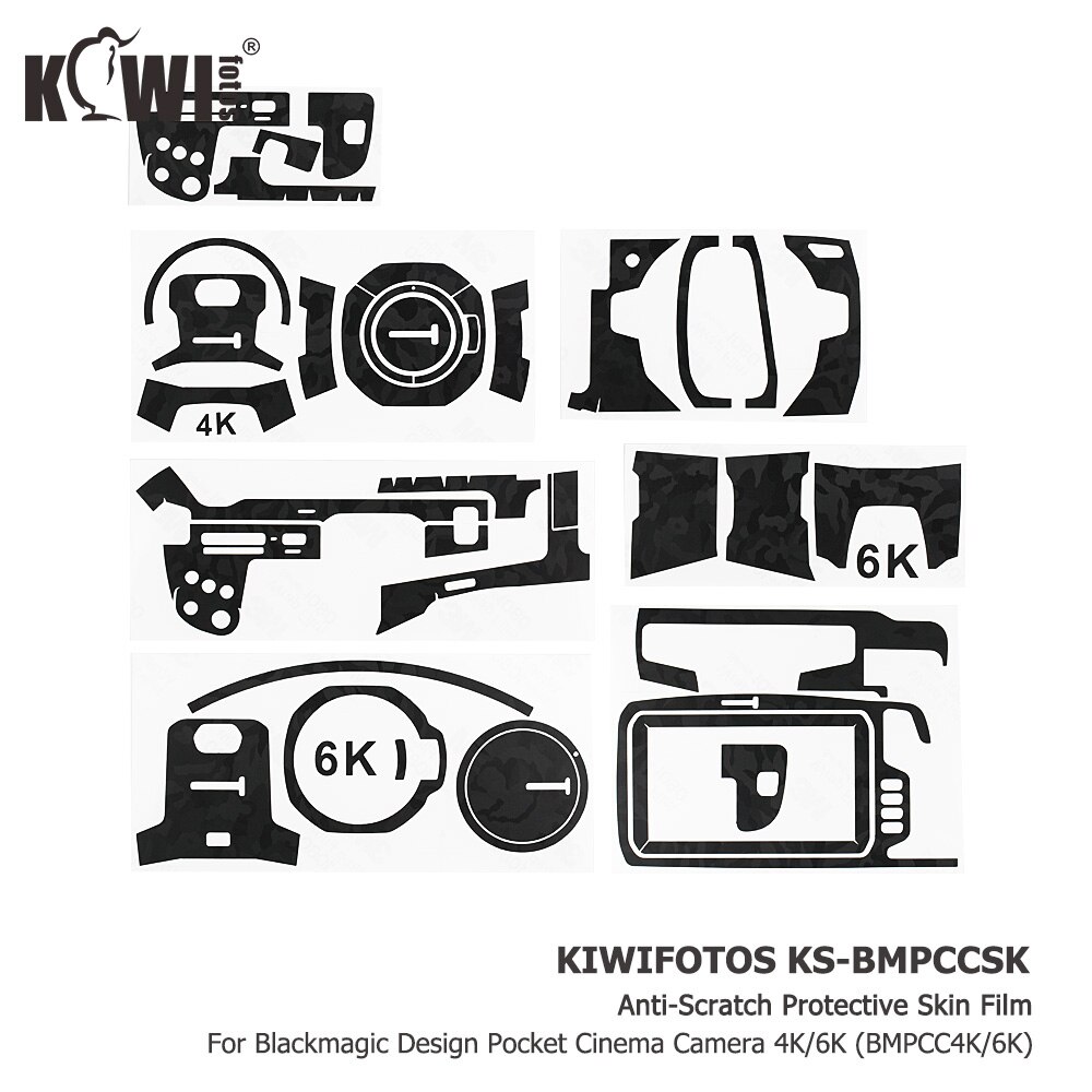 Anti-Scratch Camera Body Cover Film For Blackmagic Pocket Cinema Camera 4K 6K (BMPCC 4K 6K) Skin 3M Sticker Shadow Black