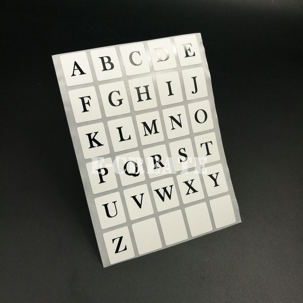 130 Alphabet Label Stickers A To Z Waterproof Black Letters White 0.62" x 0.51"