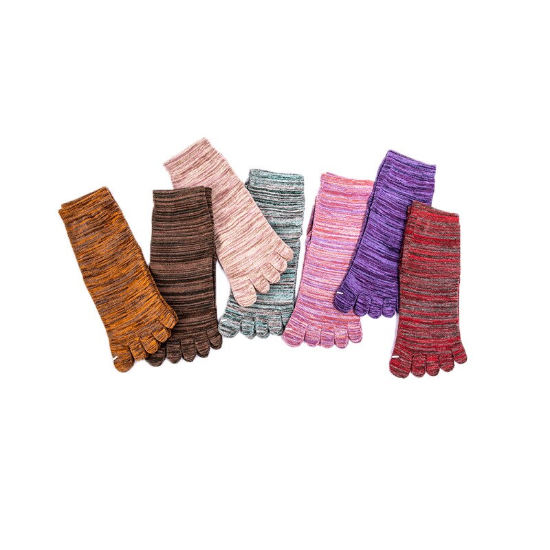 Kvinnor pilates femfingrar bomull yoga strumpor andas silica gel halkfria sport strumpor för fitness gym strumpor