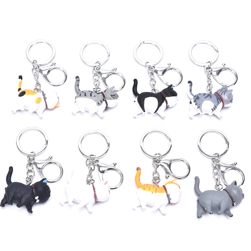 Porte-clés chat de dessin animé mignon, pendentif, chaton, tête secouée, sac de voiture, bijoux créatifs, à la , 10.5cm, 1 pièce