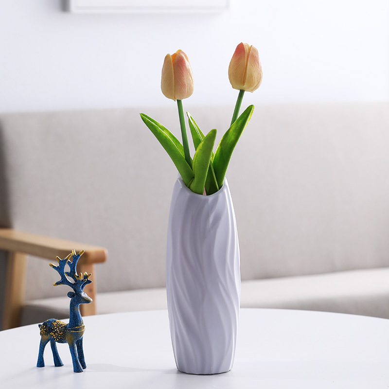 1pc Origami plastique Vase blanc Imitation céramique Pot de fleur panier de fleurs Vase décoration maison nordique décoration: gray 3