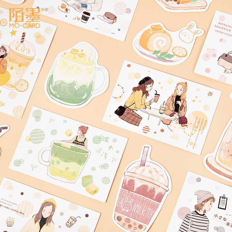 30 sheets /Box Milk Tea Girls Postcards Greeting Wishing Cards Envelopes Cards
