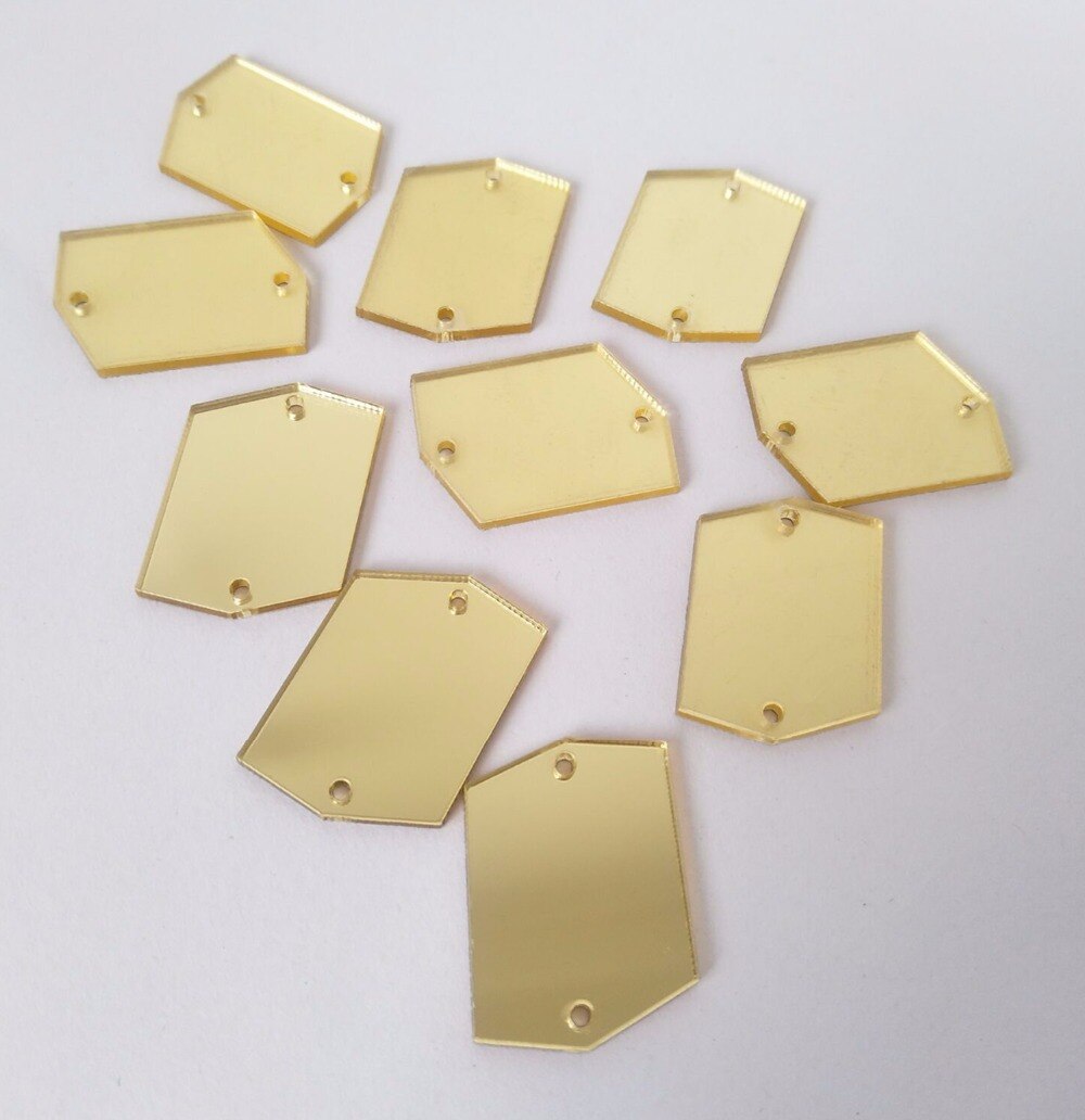 30 st guld spegel sy på strass, flatback guld akryl sy-på sten för klänning plagg decortaion , 30mm