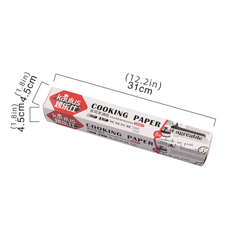 1 Roll Food Grade Vet Perkament Papier 800X30cm Keuken Brood Sandwich Hamburger Frietjes Wrappers Oliepapier Bakken Tools: 800X30cm white