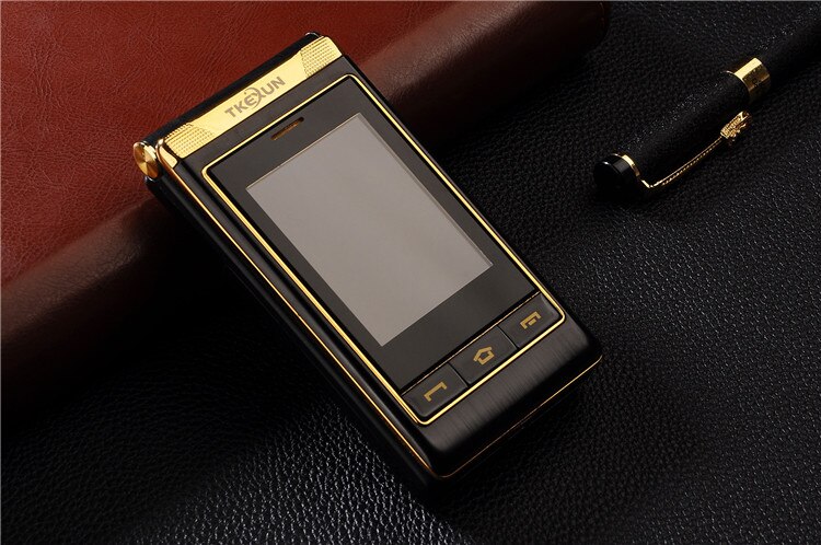 Luksus flip gammel mand telefon fsmart tkexun g10 3.0 tommer berøringsskærm dobbelt sim-kort telefon sos en nøgle urskive senior mobiltelefon: Standard / Sort