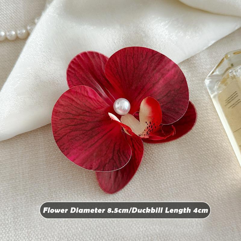 Pinzas para el cabello con flores de orquídeas para mujer, horquilla bohemia, pasador nupcial, playa, boda, flor artificial, accesorios para el cabello para vacaciones