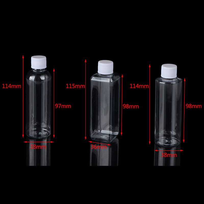 2Pcs 100ml Transparent PET Water Bottle Plastic Empty Soft Drink Containers