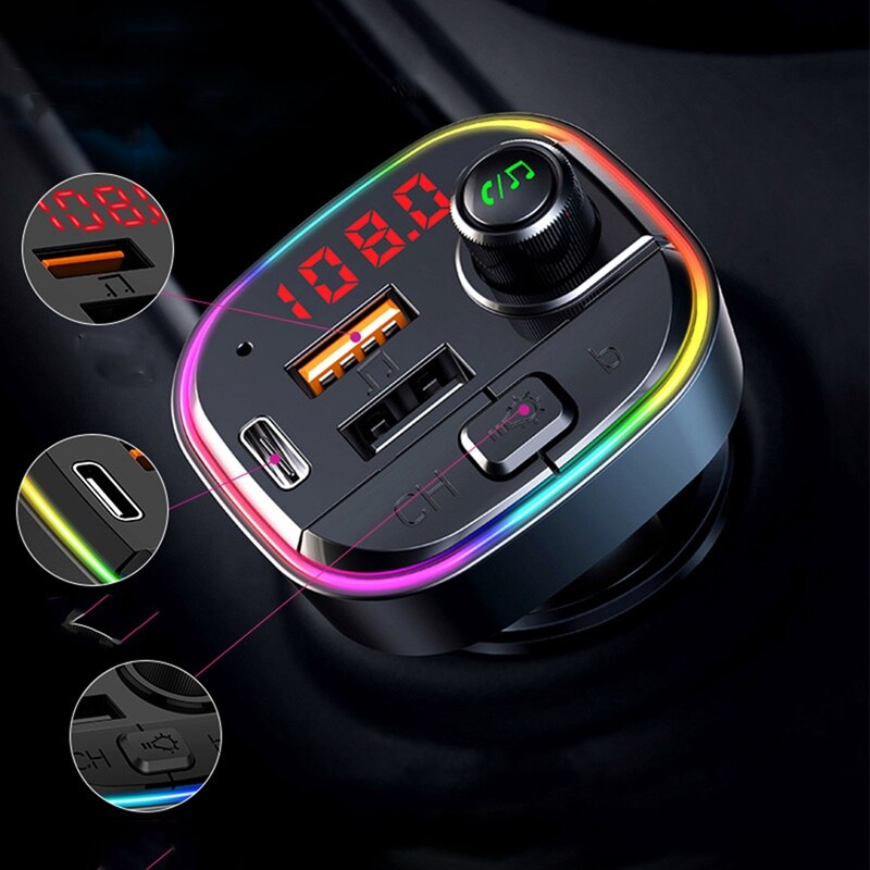 Novel-Fm-zender Auto Bluetooth MP3 Speler O Ontvanger Bluetooth Fm-zender Usb Autolader Omgevingslicht