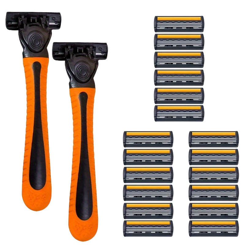 3-laags scheerapparaatzakPremium roestvrijstalen veiligheidsscheermes met vervangbare mesjes - Glad en comfortabel scheren voor mannen en vrouwen: Black