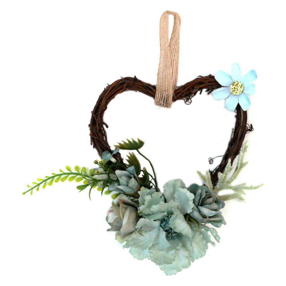 Kunstige guirlander rattan hjerteformede guirlander simulation blomster vægkunst hængende til bryllup hjem dekoration