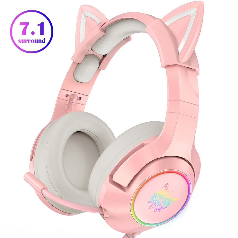 Onikuma K9 Roze Gaming Hoofdtelefoon Voor Meisje Kid Pc Stereo Gaming Headset Met Microfoon &amp; Led Licht Voor Laptop/ PS4/Xbox Een Controller: 7.1 stereo