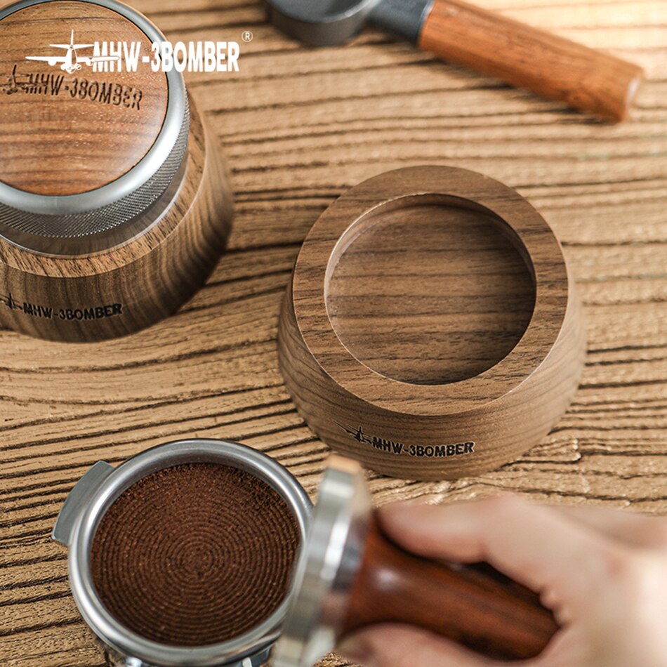 Porte-filtre à café en bois de noyer 51/53/58mm, porte-filtre, tapis à Espresso, Support pour cafetière, Base, accessoires