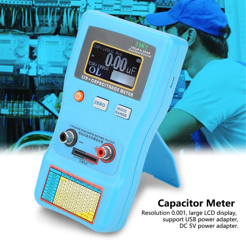 MEC-100 Capacitor Meter, High Precision Digital Display Automatic Range Electrolytic Capacitance ESR Meter,Capacitor Meter Teste