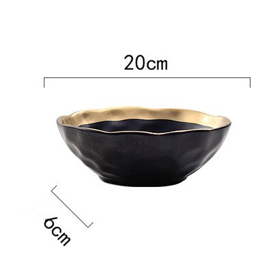 Ceramic Western Steak Plate Retro European Phnom Penh Breakfast Plates Household Restaurant Vegetables Salad Platter: Black Bowl 7.5inch