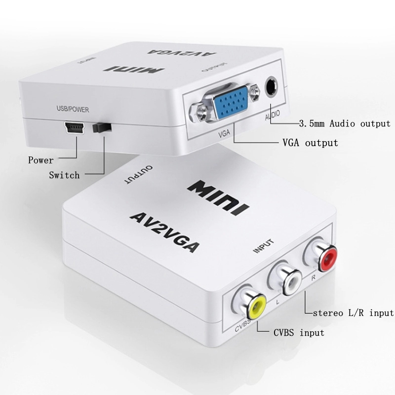 Convertidor VGA a AV VGA a RCA convertidor AV a VGA adaptador RCA con Cable de Audio de 3,5mm para TV Box PC 1080P CVBS a VGA convertidor
