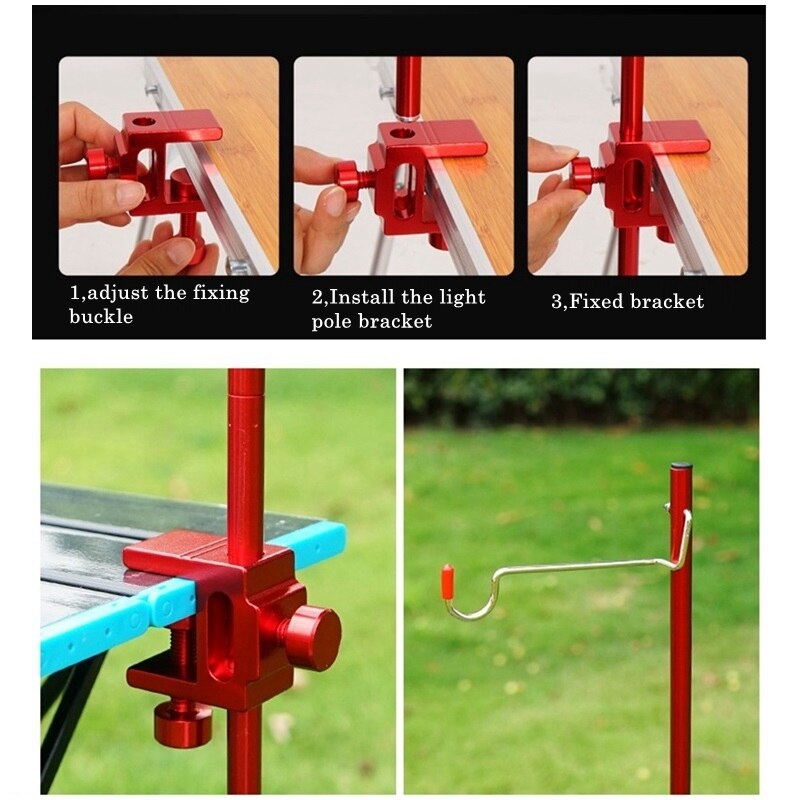 Outdoor Ultra-Light Simple Light Stand Aluminum Alloy Mini Light Pole Camping Picnic Table Foldable Fixed Light Bracket