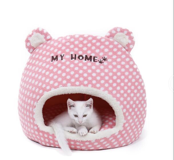 Leuke Warme Zachte Huis Voor Kat Mand Kleine Medium Puppy Kattenbakvulling Hond Bed Lounger voor Dier Cama Thuis kennel Cave: Pink