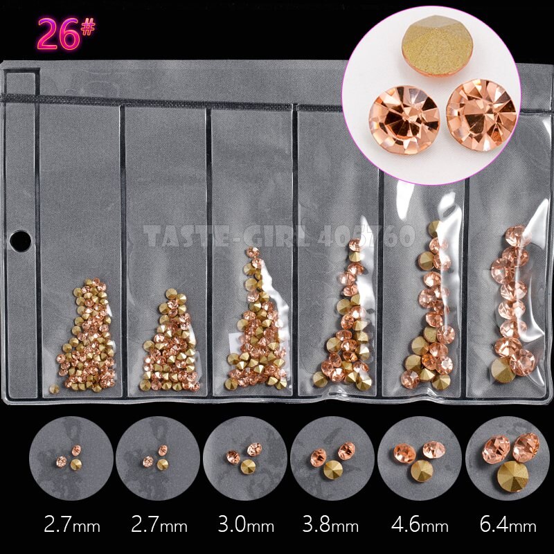 6 Gitter/Pack mischen 5 Größen Nagel funkeln V-Boden Scharf Diamant Edelsteine Arylic Nagel Kunst Strass Juwel dekorationen Manikübetreffend DIY GZ: GZZ26