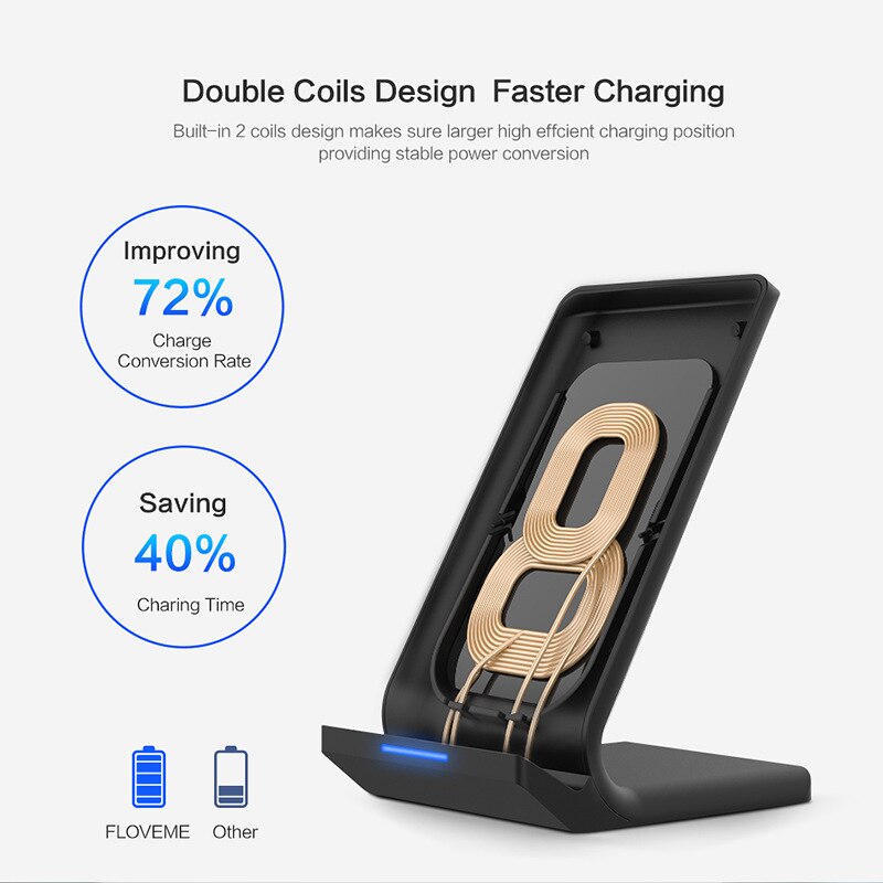 Verticale Qi Draadloze Oplader Voor Iphone X 7.5W Voor Samsung 10W Fast Charger: Default Title