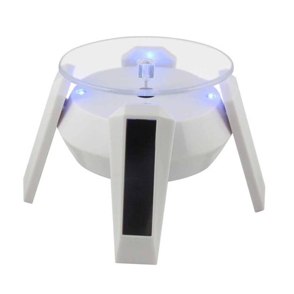 4 pieces white Battery and Solar display stand Double powered Solar turntable display