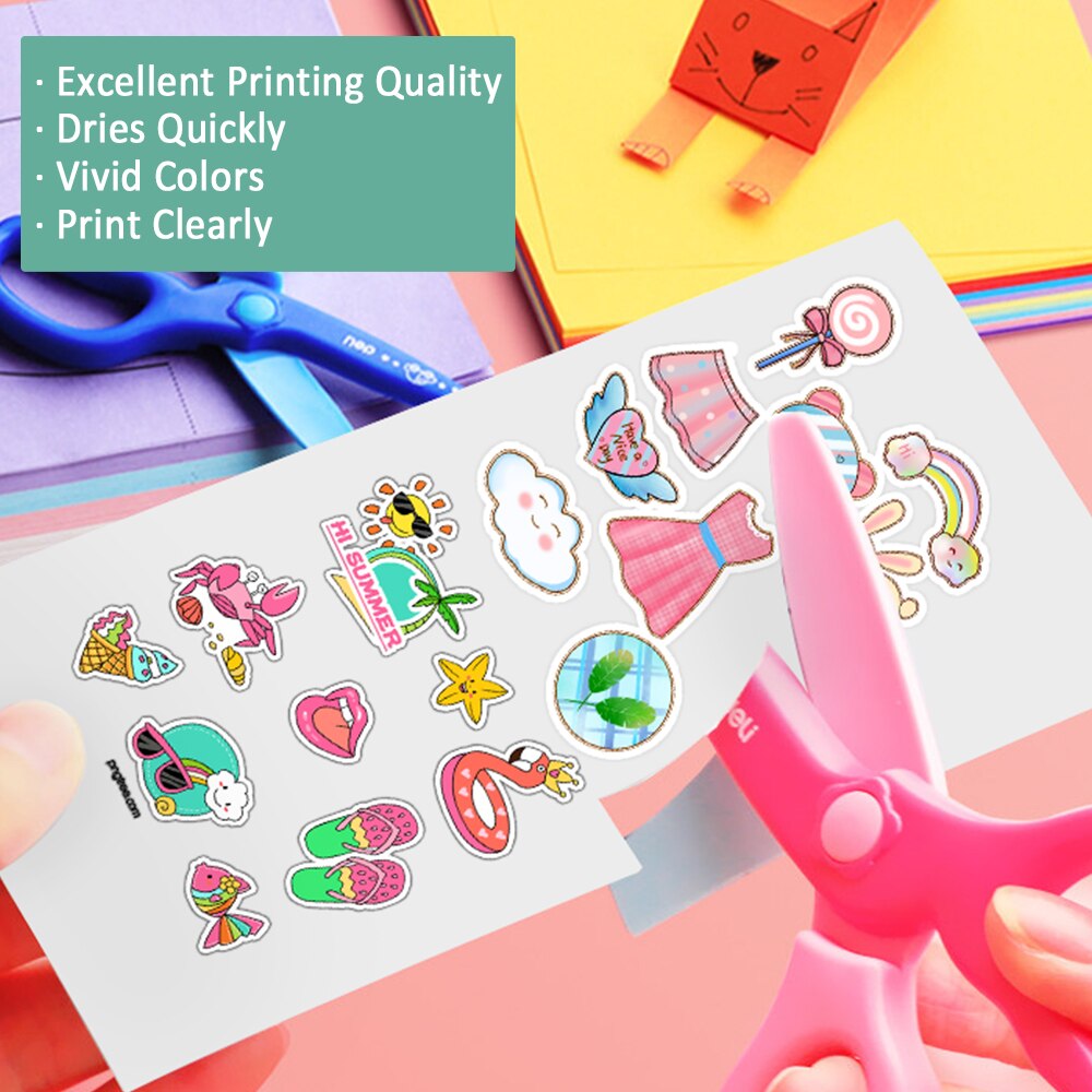 10 Sheets Shiny Silver Self-adhesive Printable Vinyl Sticker Paper A4 Printer Paper Waterproof Label Stickers for Inkjet Printer