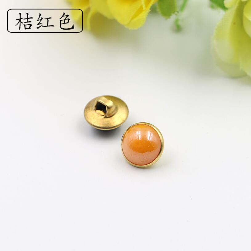 20 stuks 10mm mix kleuren koperen schachtneuzen knoop naaiknopen voor kleding dames overhemdknopen ronde oogbol decoratieve gespen: Oranje