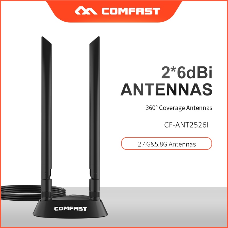Comfast CF-ANT2526I 2.4G/5Ghz Dual Band 6dBi Antenne Met 1.2M Extension Base Antenne Omnidirectionele 360 Graden sma Antenne