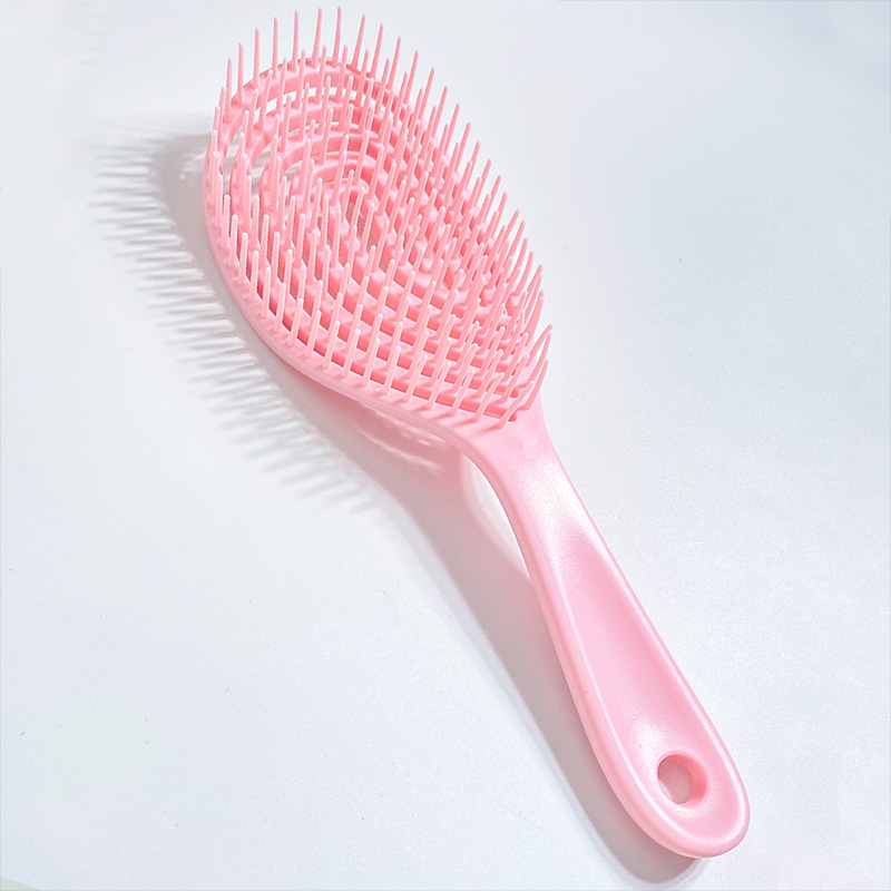 Peigne de Massage du cuir chevelu, brosse à cheveux antistatique, humide, sec, bouclé, démêlant, en Nylon, outils de coiffure pour Salon de coiffure pour femmes et hommes: Rose